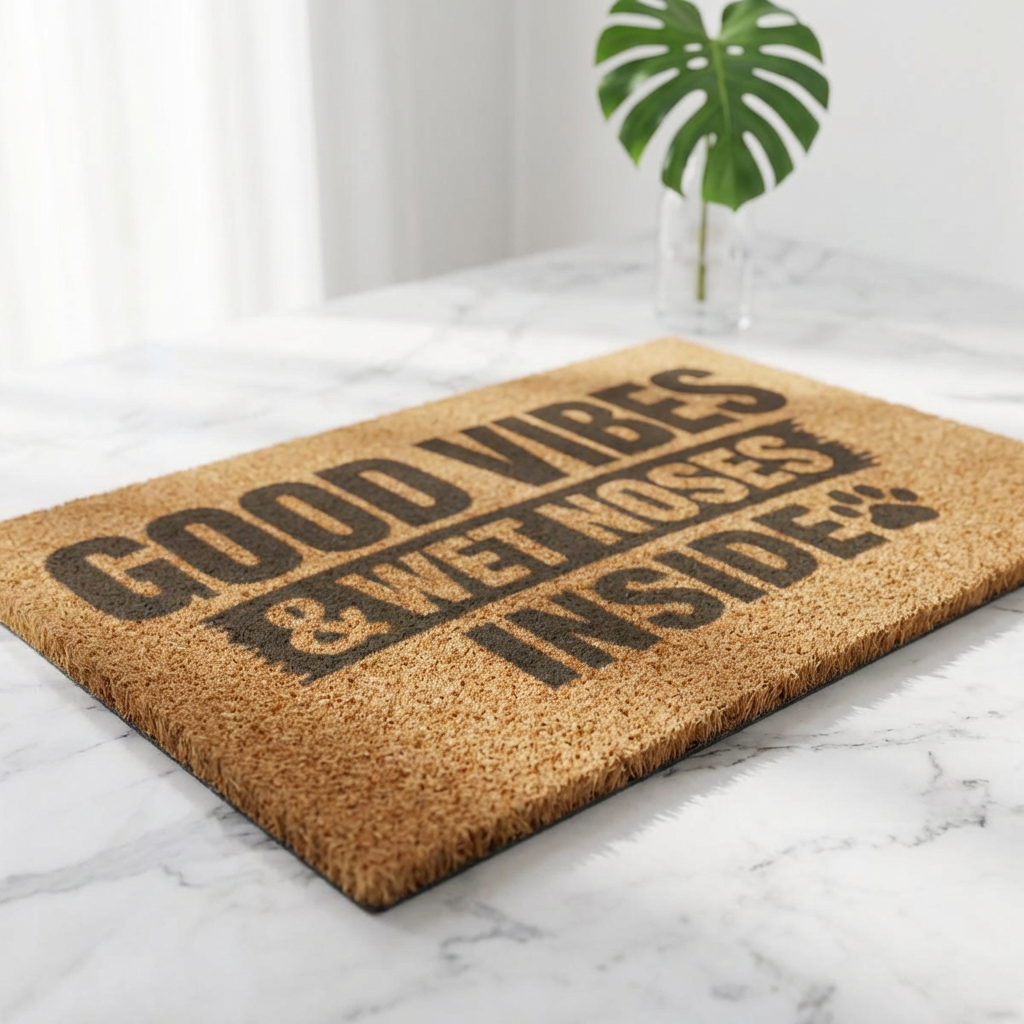 Doormat — "Good Vibes & Wet Noses Inside" Pet-Friendly Welcome Mat