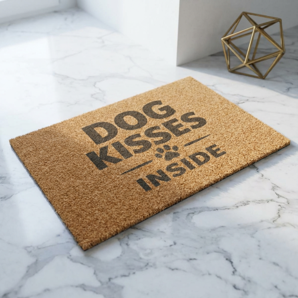 Dog Kisses Inside Doormat — Funny Paw Print Welcome Mat for Dog Lovers