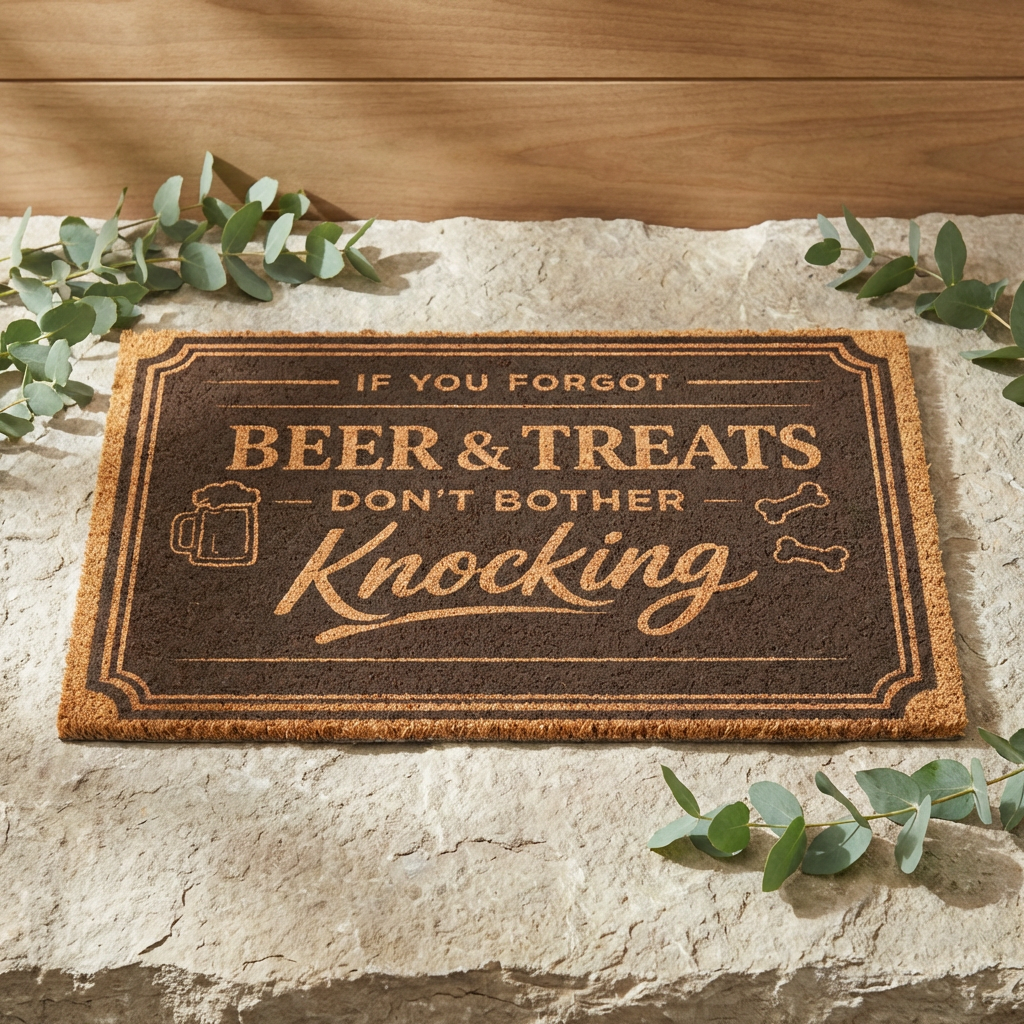 Doormat — "If You Forgot Beer & Treats Don't Bother Knocking" Welcome Mat