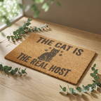 Doormat — "The Cat Is The Real Host" Cat Lover Welcome Mat