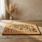 Beware of Dog Kisses Doormat — Funny Welcome Mat for Dog Lovers
