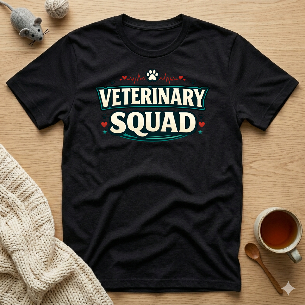 Veterinary Squad T-Shirt — Cute Paw Print Vet Team Tee