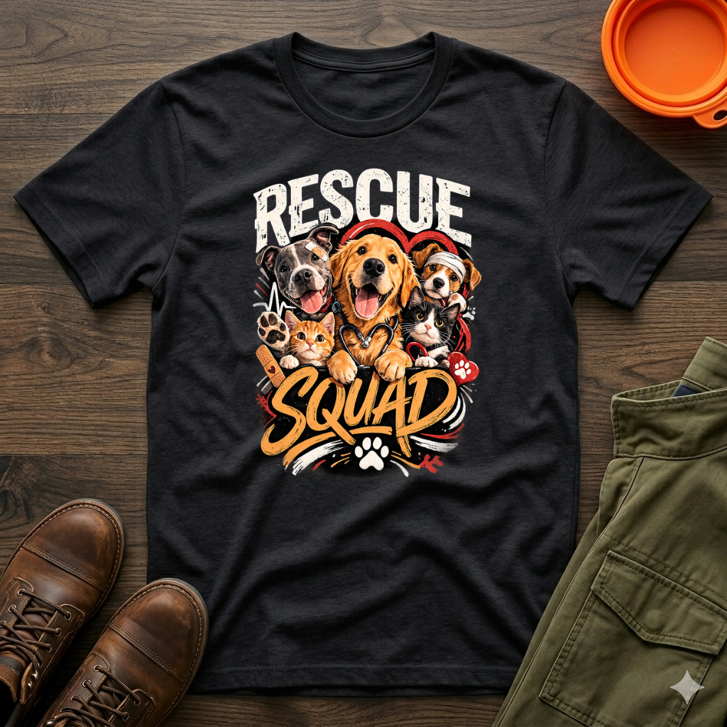 Rescue Squad T-Shirt - Cute Rescue Dogs Graphic Tee for Animal Lovers