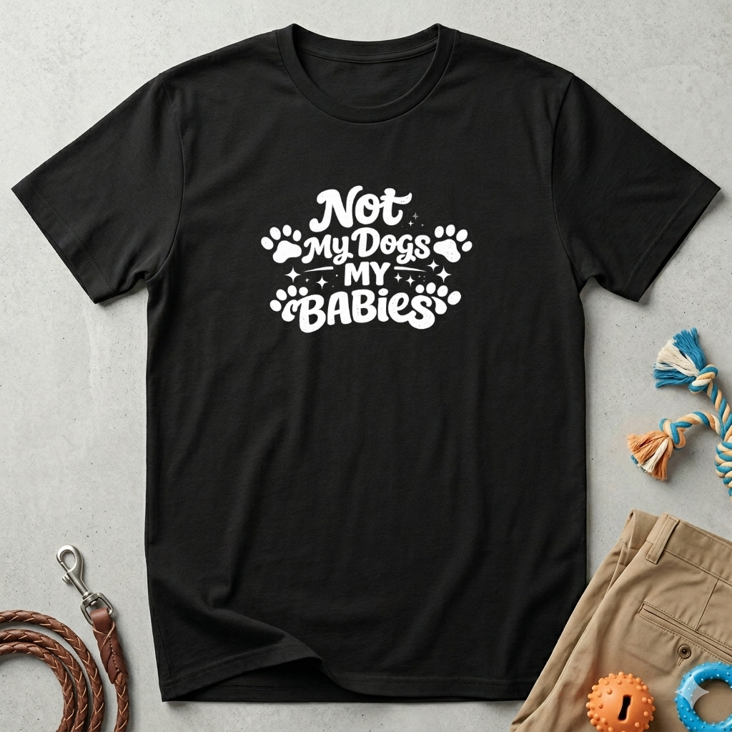 Dog Mom T-Shirt — "Not My Dogs, My Babies" Paw Print Tee