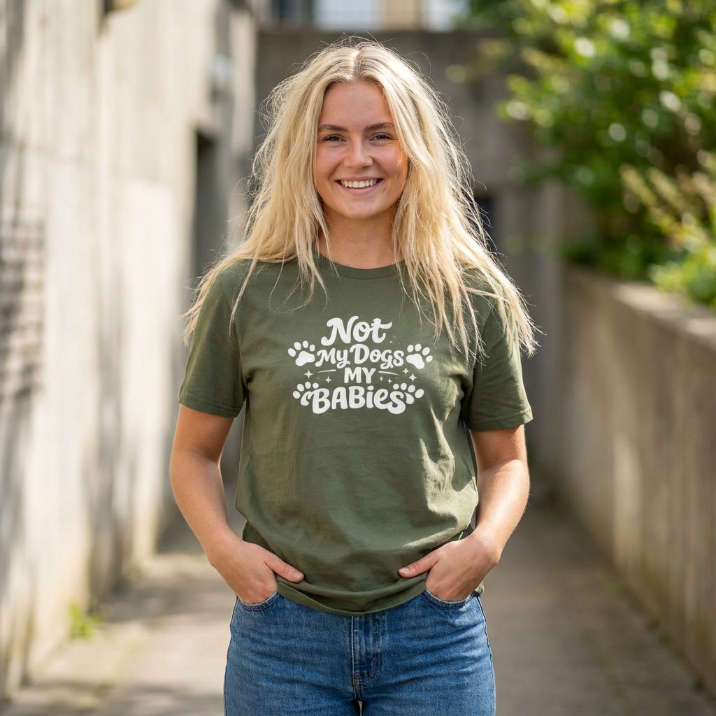 Dog Mom T-Shirt — "Not My Dogs, My Babies" Paw Print Tee