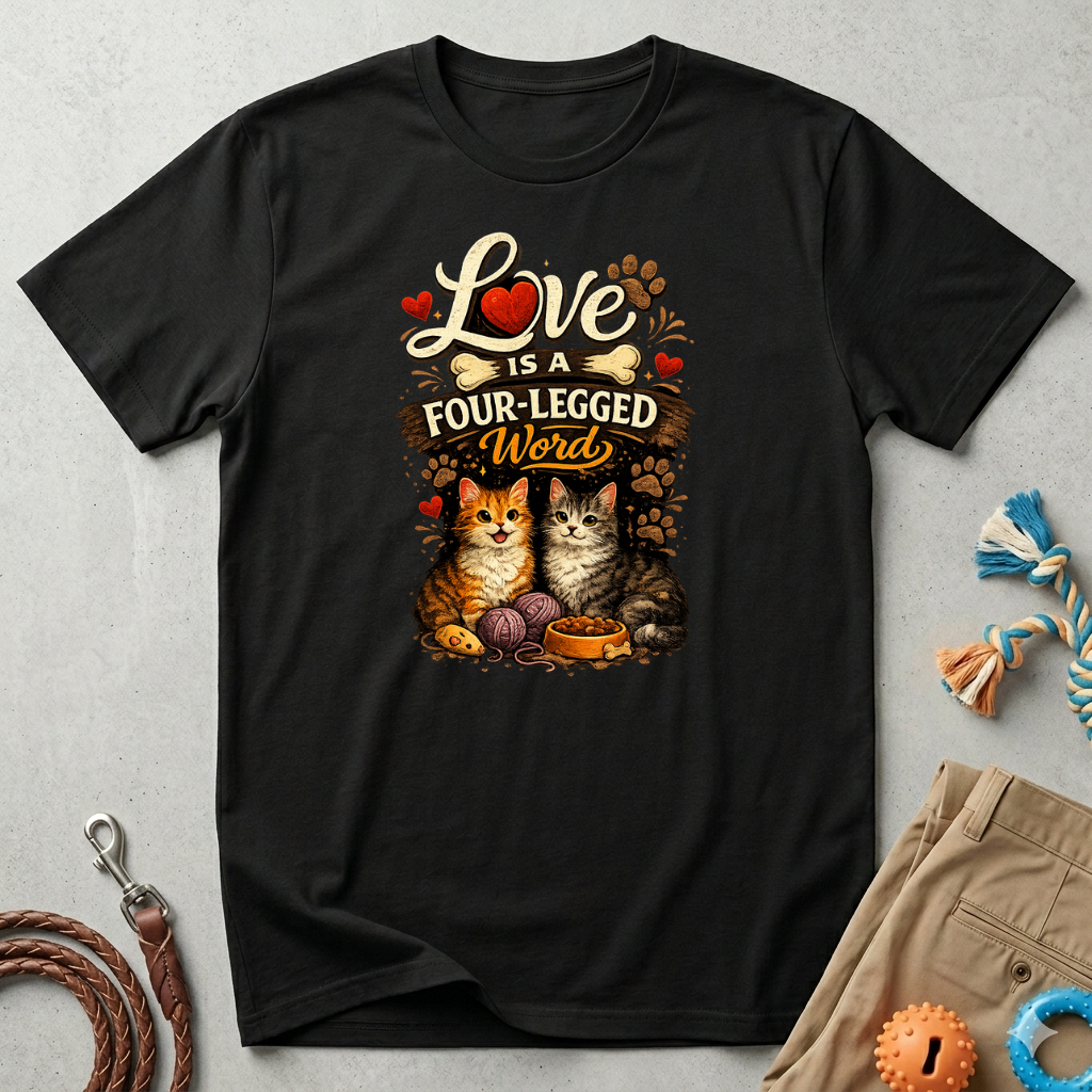 Cat Lover T-Shirt — "Love Is a Four-Legged Word" Graphic Tee