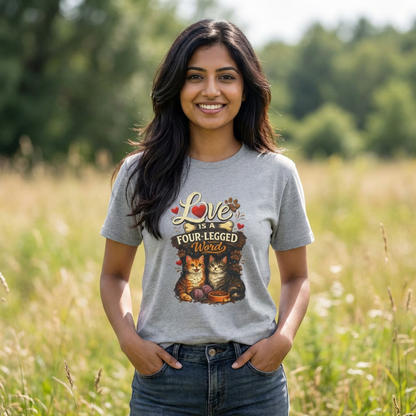 Cat Lover T-Shirt — "Love Is a Four-Legged Word" Graphic Tee
