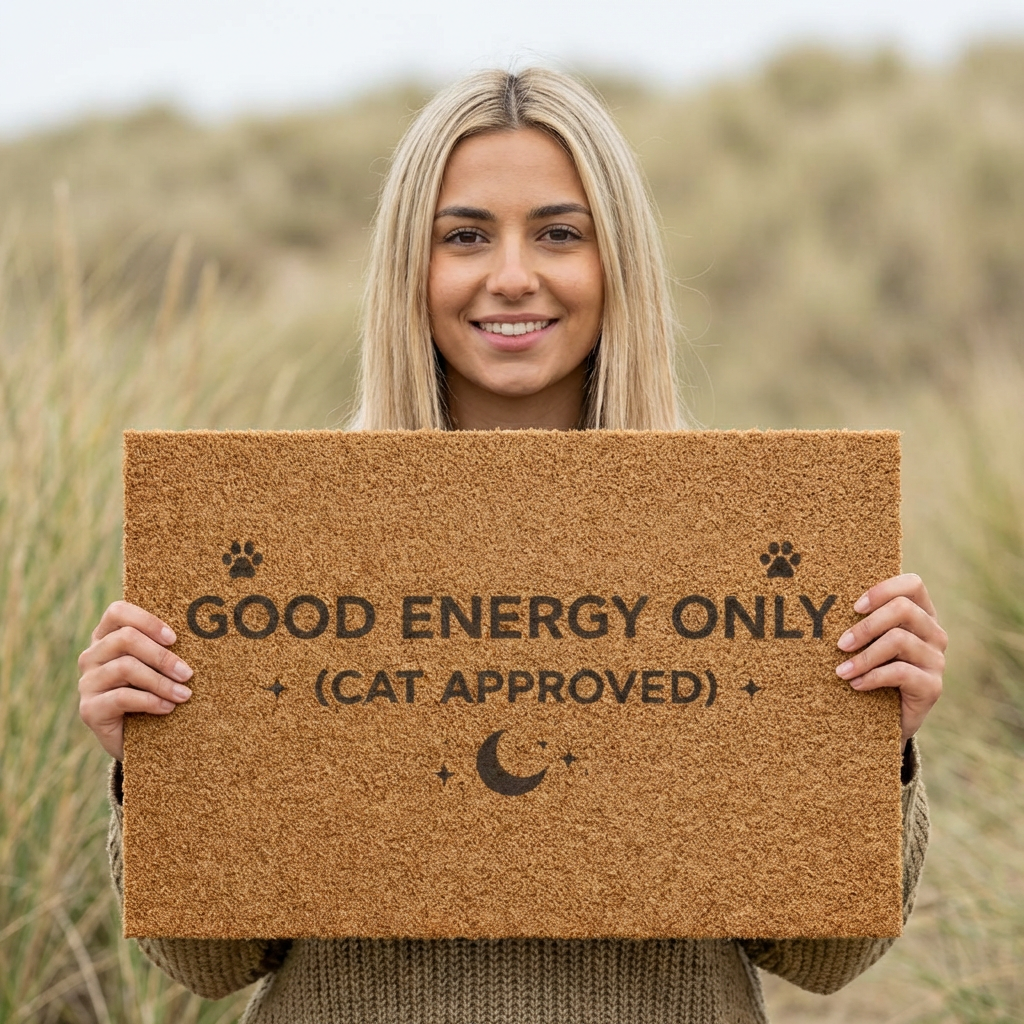 Good Energy Only (Cat Approved) Doormat — Funny Cat Lover Welcome Mat