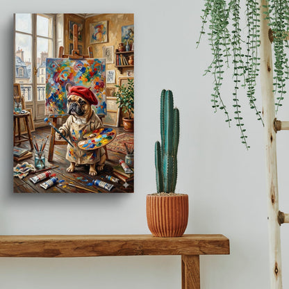 Artist French Bulldog Poster — Cute Painter Dog Art Print