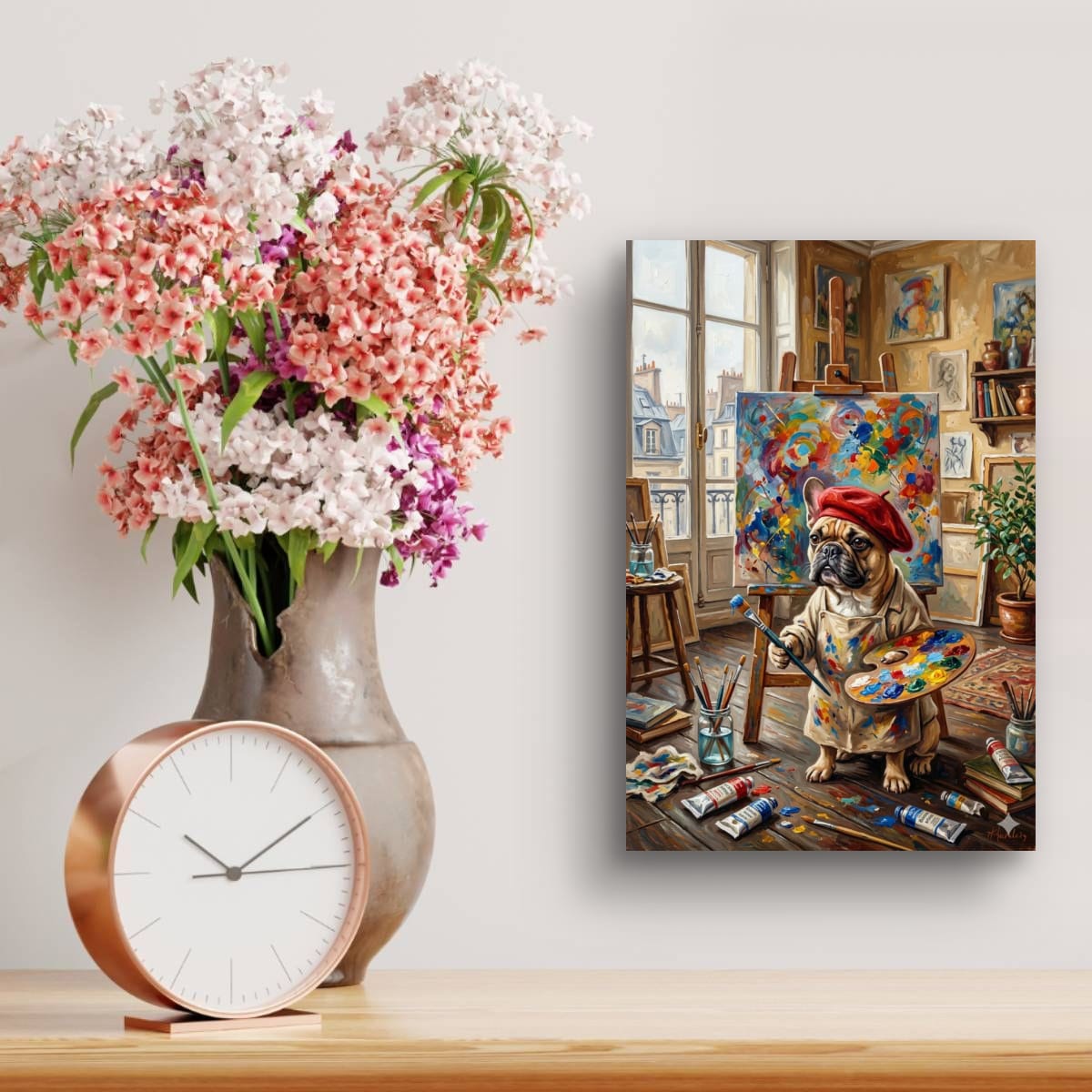 Artist French Bulldog Poster — Cute Painter Dog Art Print