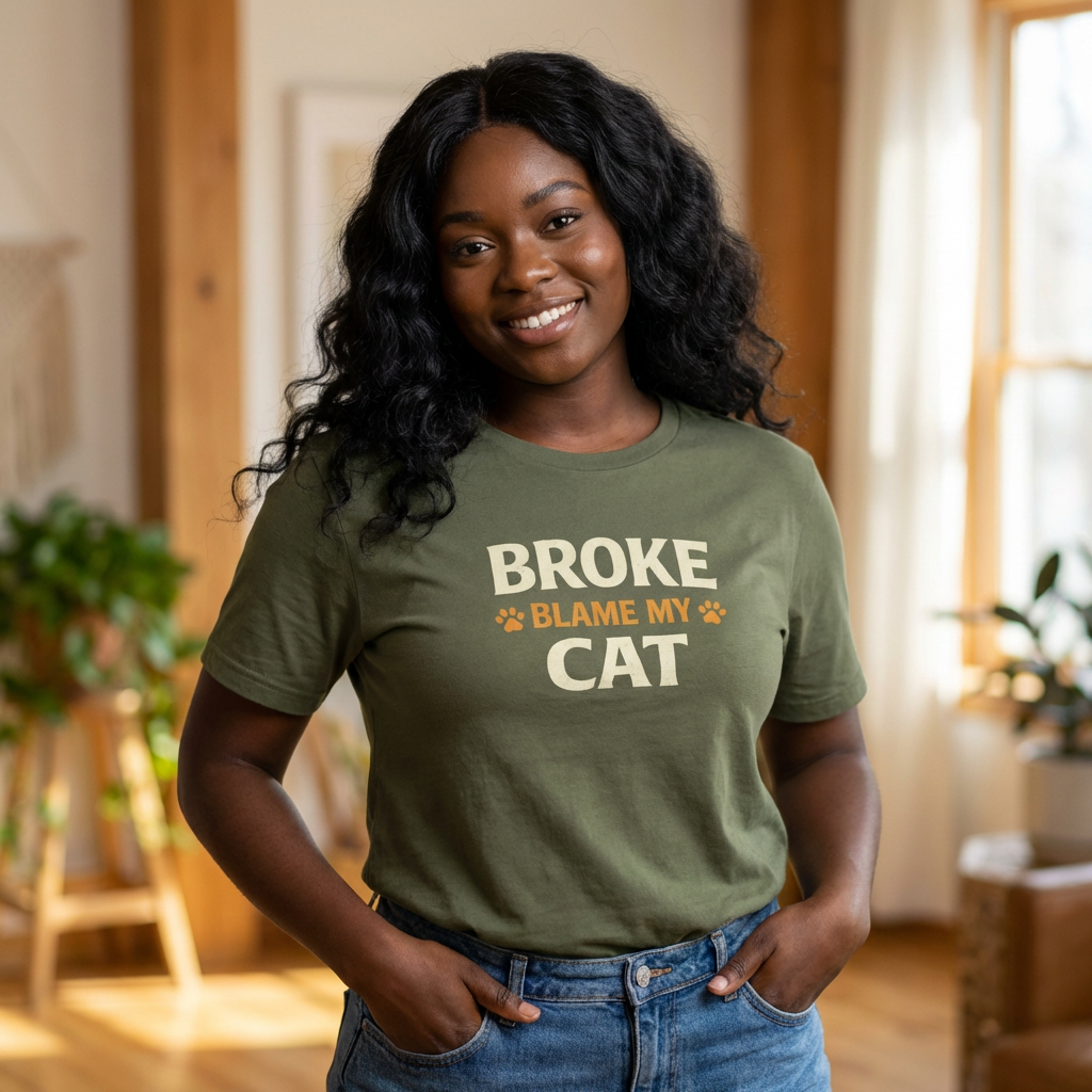 Broke Blame My Cat T-Shirt – Funny Cat Lover Tee
