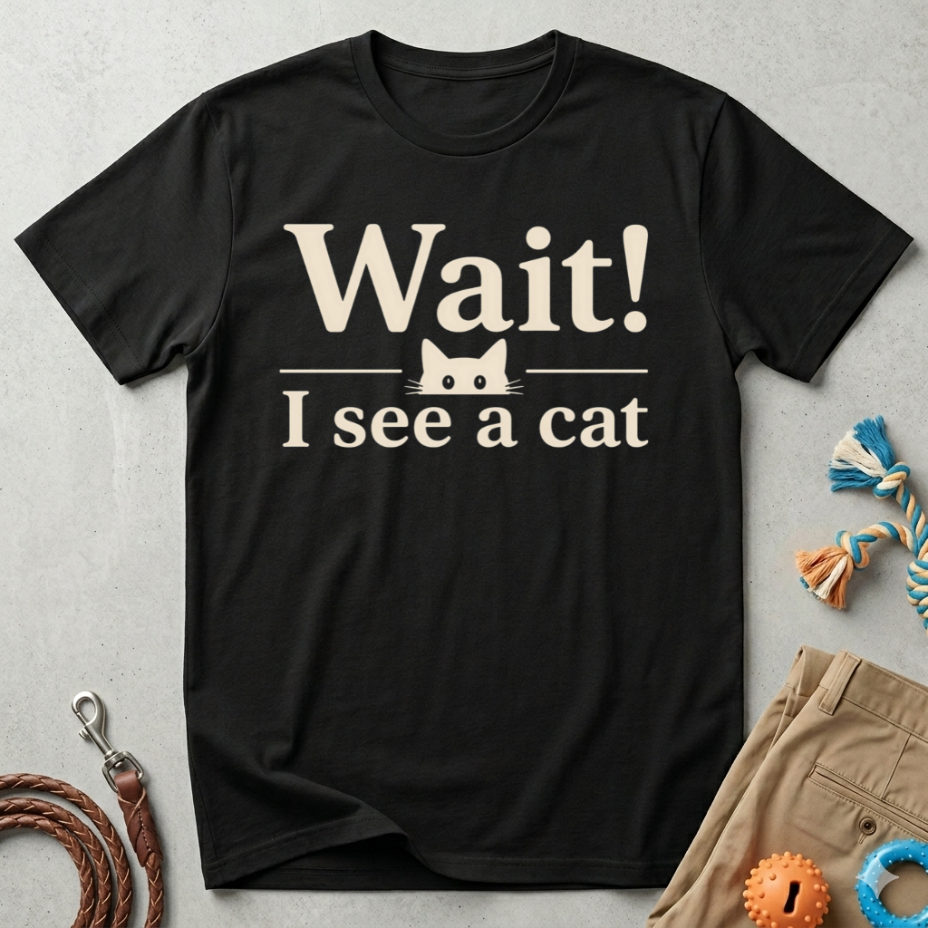 Wait! I See a Cat T-Shirt — Funny Cat Lover Tee