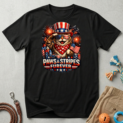 Patriotic Paws T-Shirt — “Paws & Stripes Forever” 4th of July Graphic Tee