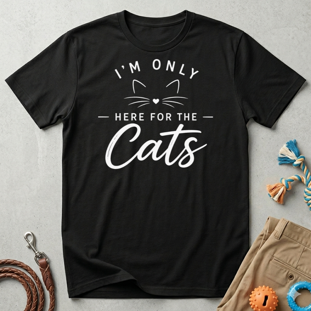 I'm Only Here for the Cats T-Shirt — Funny Cat Lover Tee