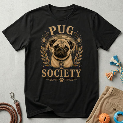 Pug Society T-Shirt — Vintage Pug Dog Graphic Tee for Pug Lovers