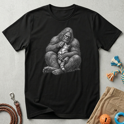 Bigfoot & Kitten T-Shirt — Cute Sasquatch Holding Cat Graphic Tee