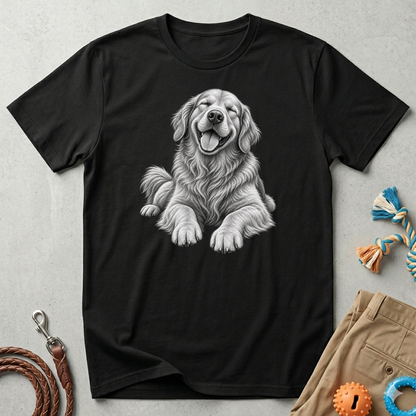 Golden Retriever Portrait T-Shirt — Smiling Dog Graphic Tee for Dog Lovers