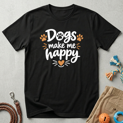 Dogs Make Me Happy T-Shirt — Cute Paw Print Dog Lover Tee