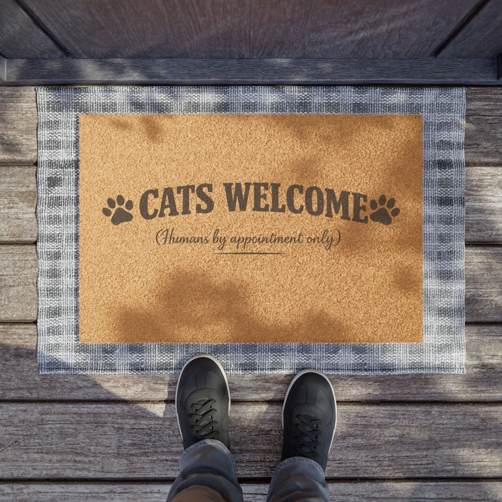 Cats Welcome Doormat — "Humans by Appointment Only" Funny Cat Lover Welcome Mat