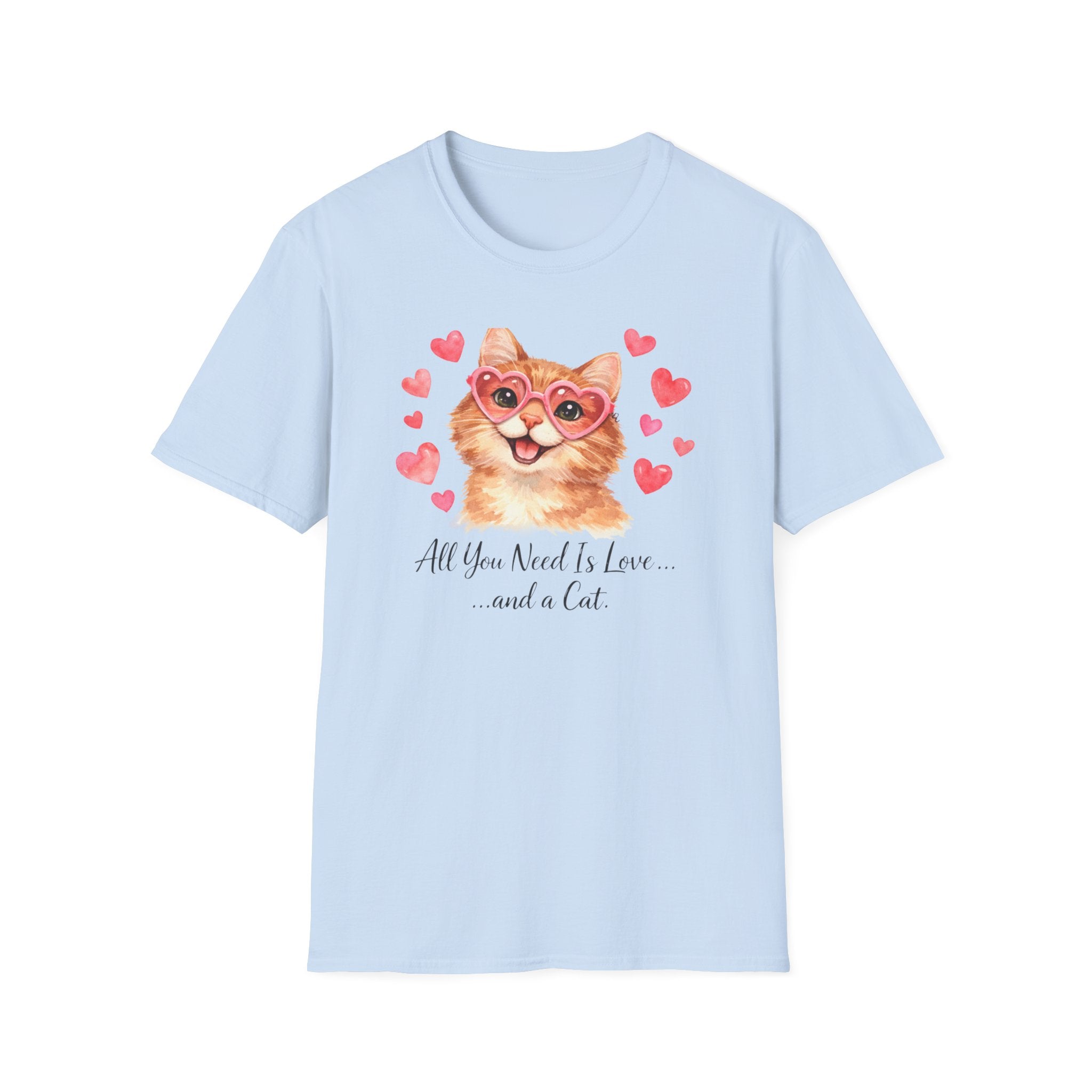 All You Need Is Love... and a Cat T-Shirt — Cute Heart Sunglasses Kitty Tee