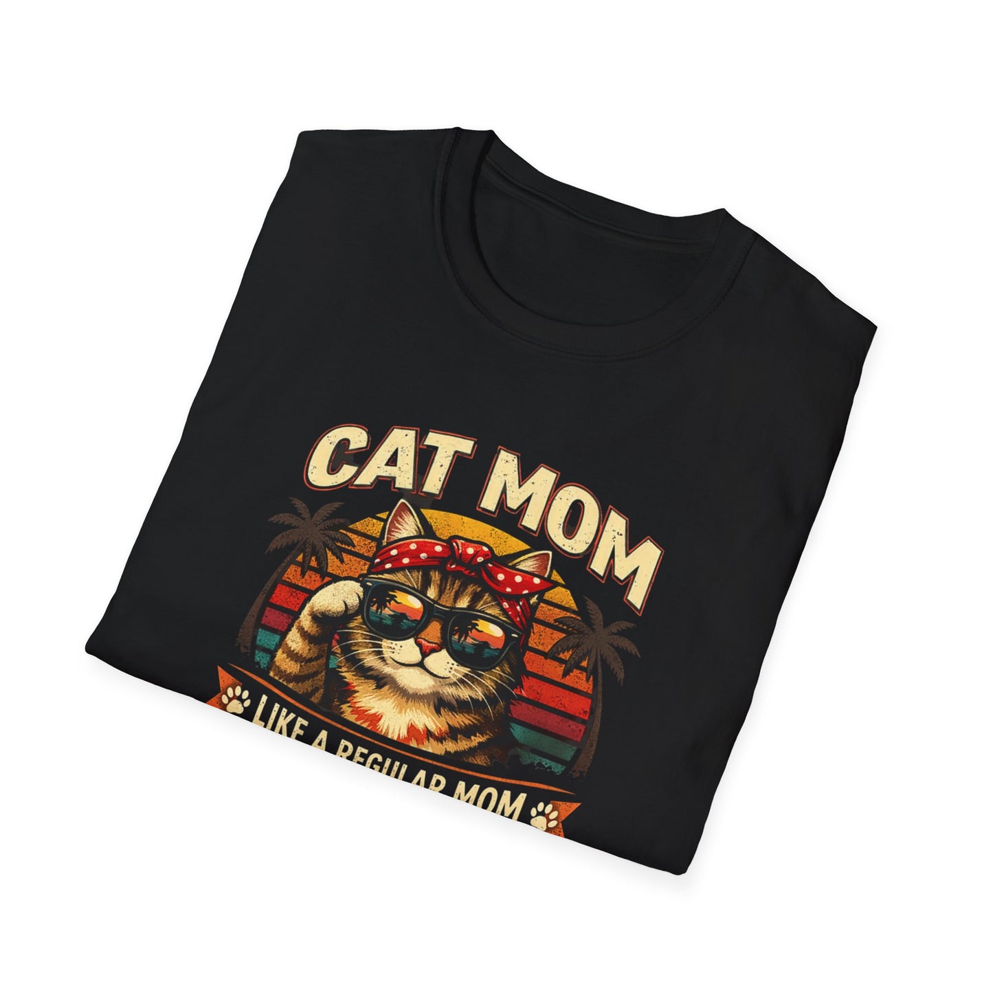 Cat Mom T-Shirt — "Cat Mom Like A Regular Mom But Cooler" Retro Graphic Tee