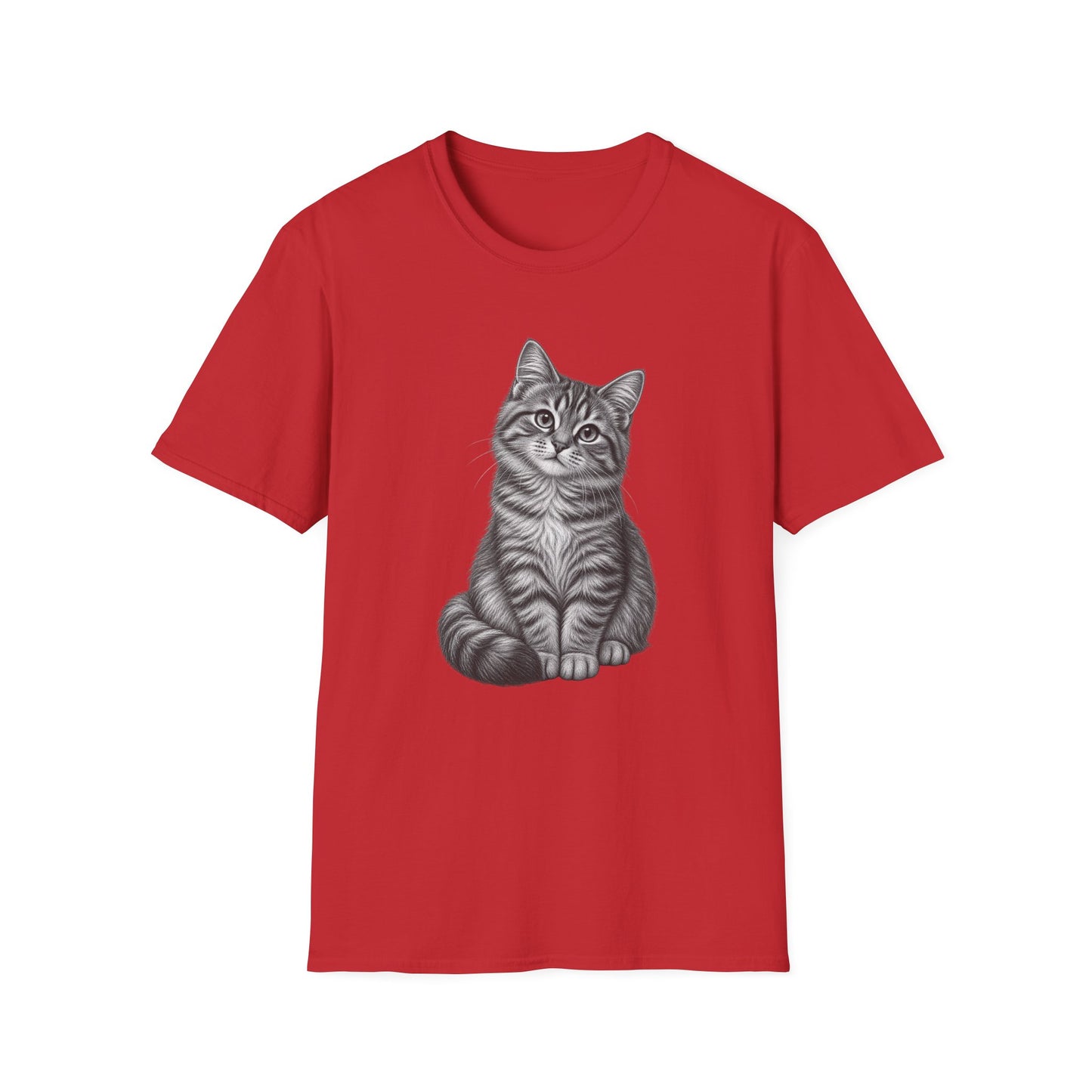 Cat Portrait T-Shirt — Realistic Gray Tabby Kitten Tee