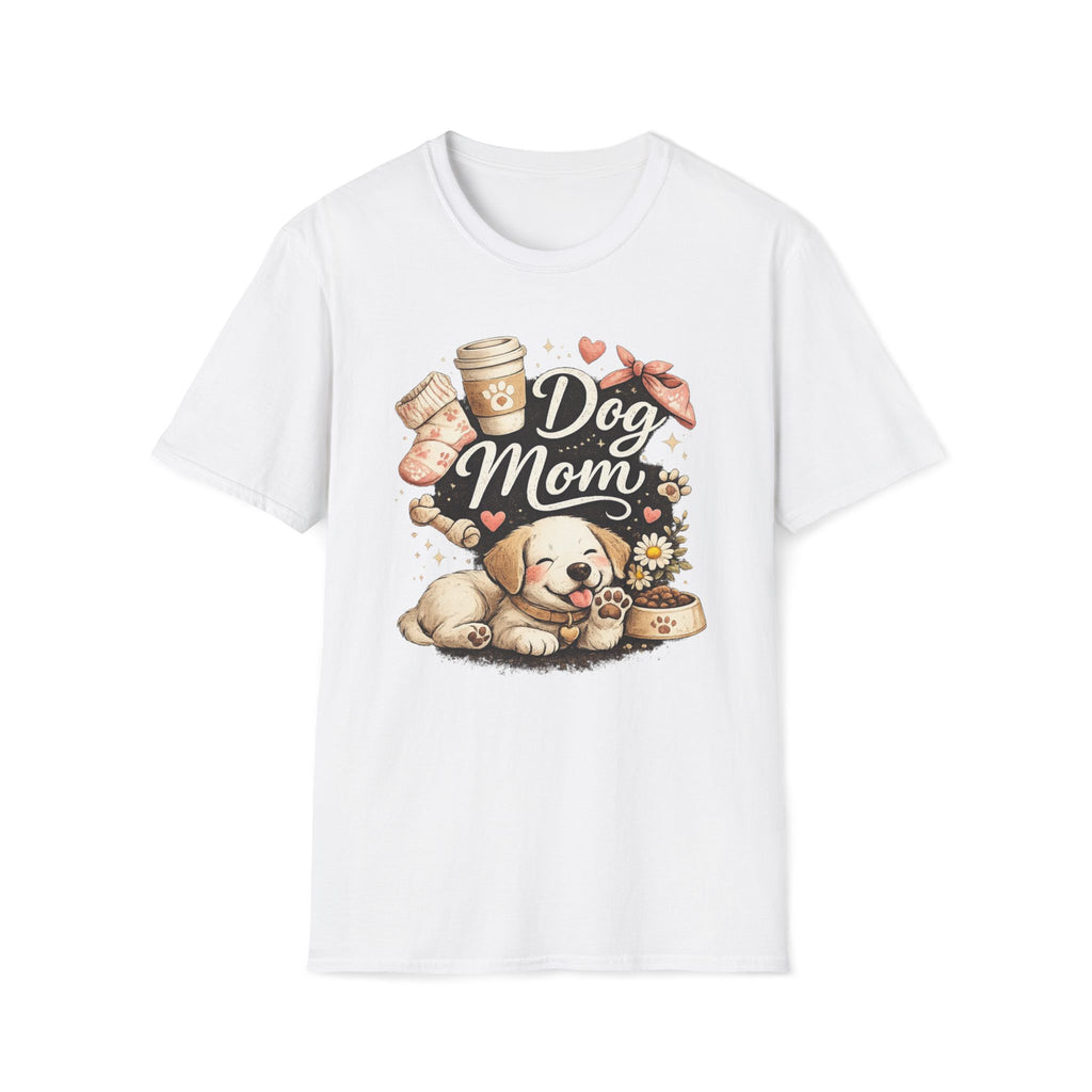 Dog Mom T-Shirt — Cute Puppy, Coffee & Floral Design