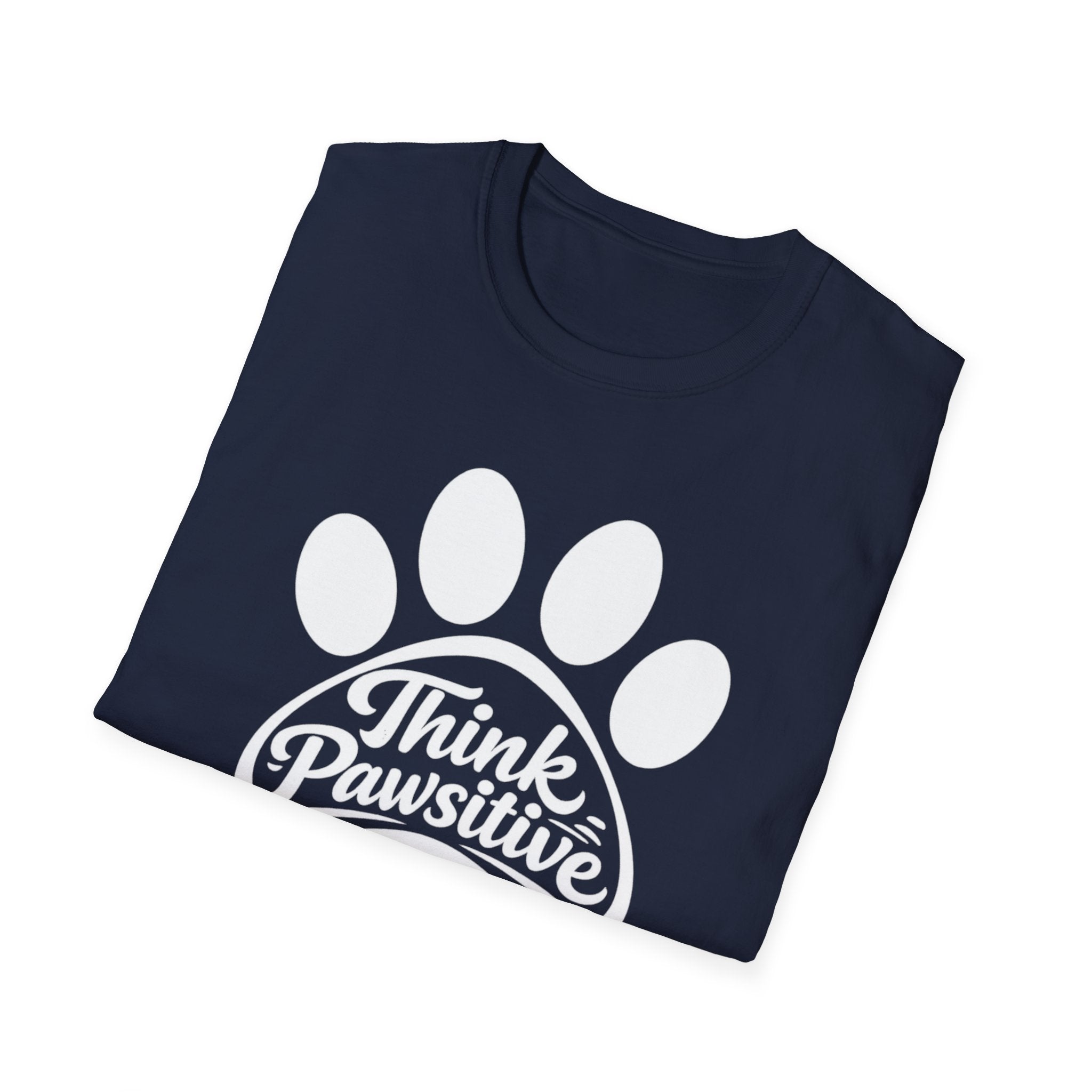 Camiseta con estampado de patas Think Pawsitive — Camiseta positiva para amantes de las mascotas