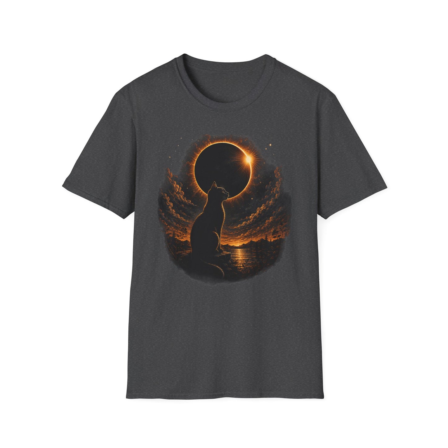 Eclipse Cat T-Shirt — Cosmic Solar Eclipse Cat Silhouette Tee