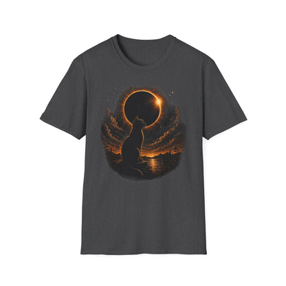 Eclipse Cat T-Shirt — Cosmic Solar Eclipse Cat Silhouette Tee
