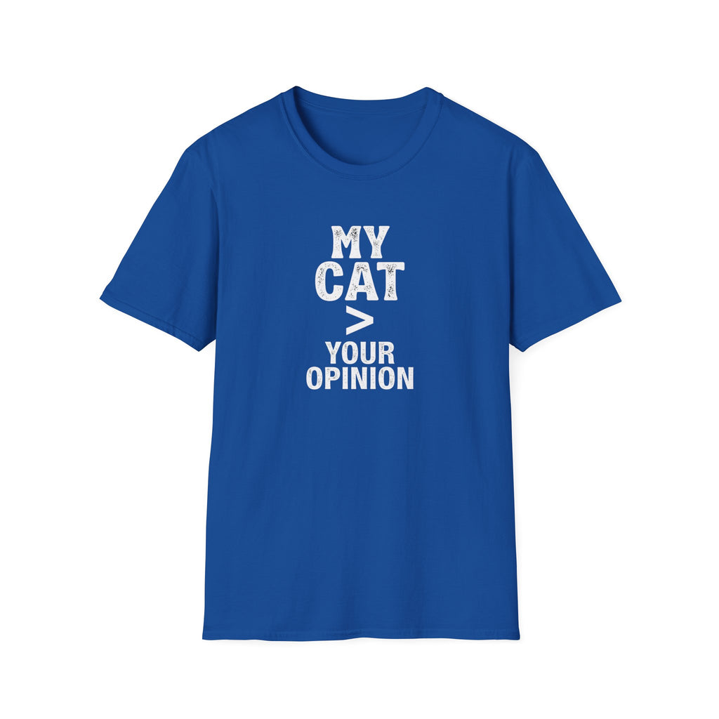 Cat Lover T‑Shirt — "My Cat > Your Opinion" Funny Pet Apparel
