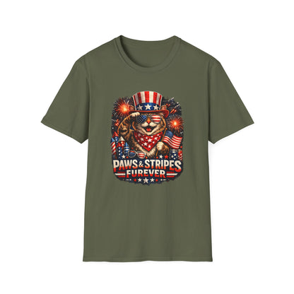 Patriotic Paws T-Shirt — “Paws & Stripes Forever” 4th of July Graphic Tee