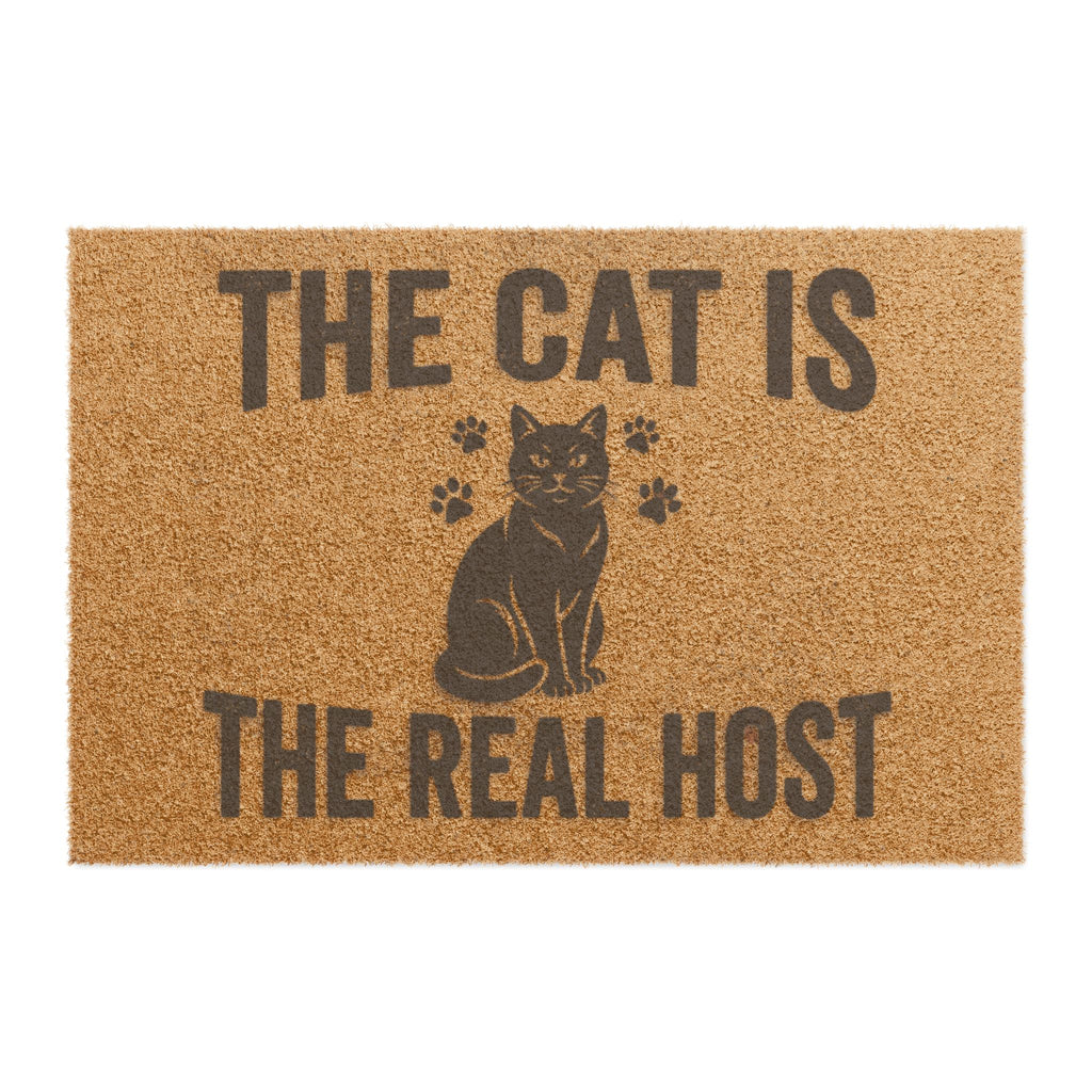 Doormat — "The Cat Is The Real Host" Cat Lover Welcome Mat
