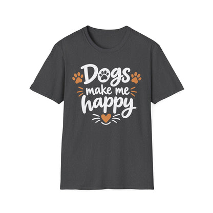 Dogs Make Me Happy T-Shirt — Cute Paw Print Dog Lover Tee