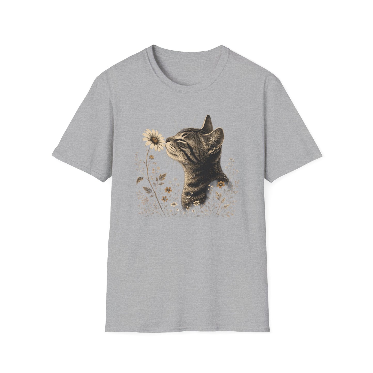 Cat & Wildflower T-Shirt — Whimsical Floral Kitty Tee