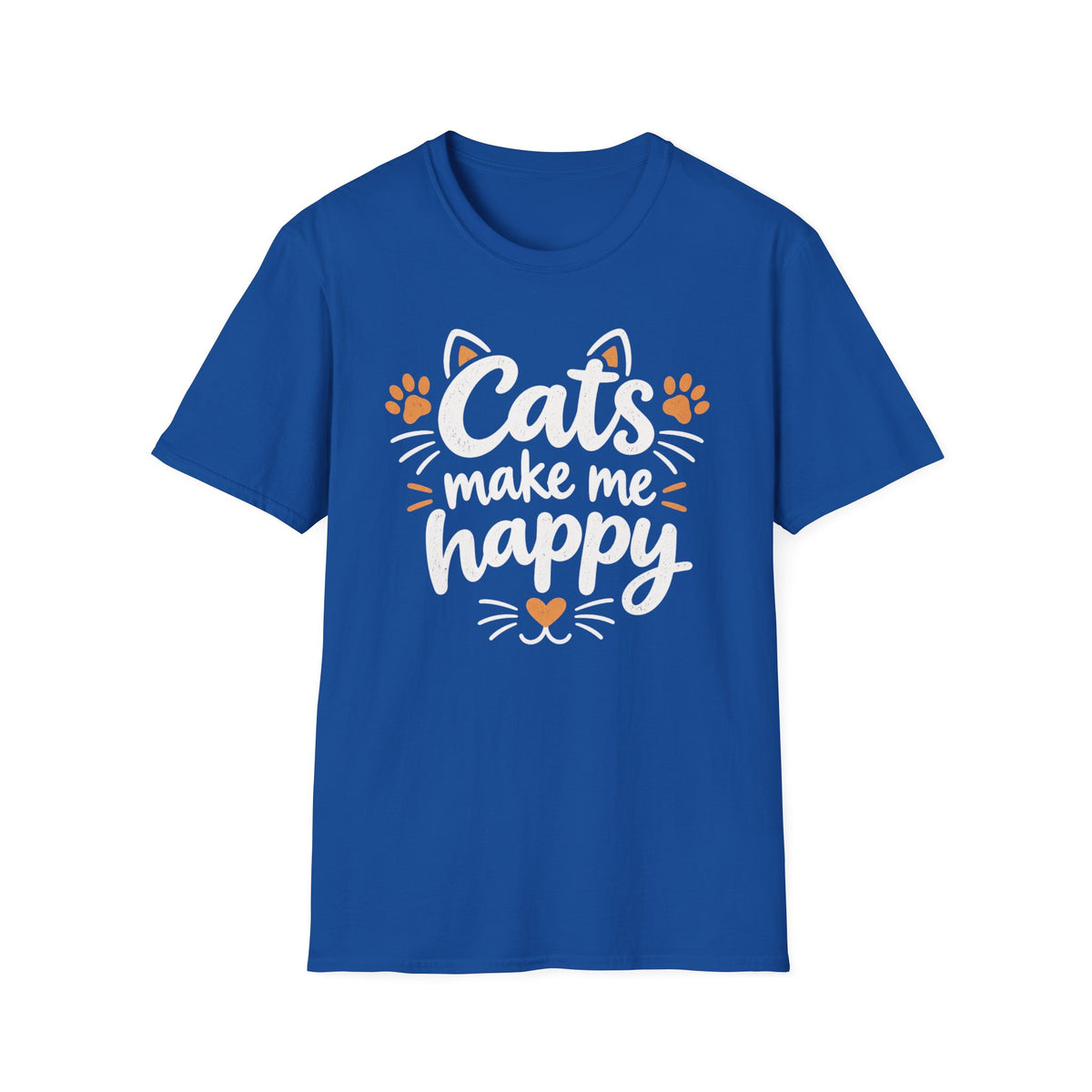 Cats make me happy T‑Shirt – Cute Paw Print & Heart Graphic Tee