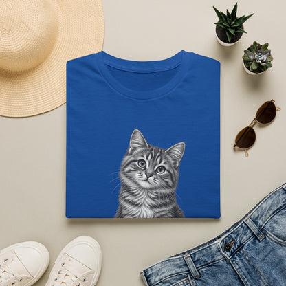 Cat Portrait T-Shirt — Realistic Gray Tabby Kitten Tee