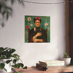 Póster con retrato de gato de Frida — Impresión artística vertical mate