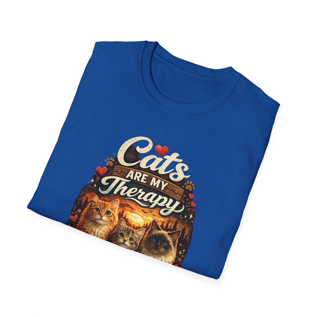 Cats Are My Therapy T-Shirt — Vintage Cozy Cat Lover Tee