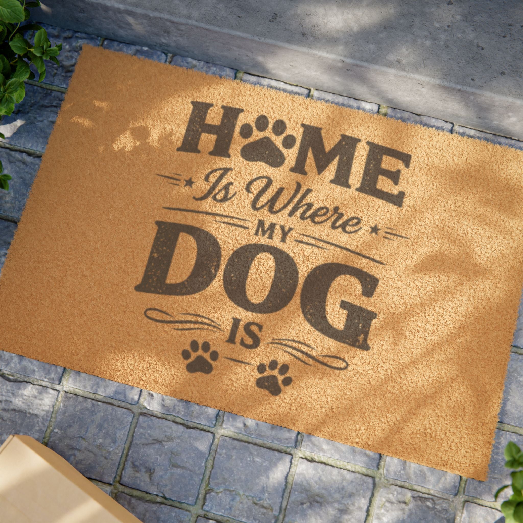 Doormat — "Home Is Where My Dog Is" Coir Welcome Mat for Dog Lovers