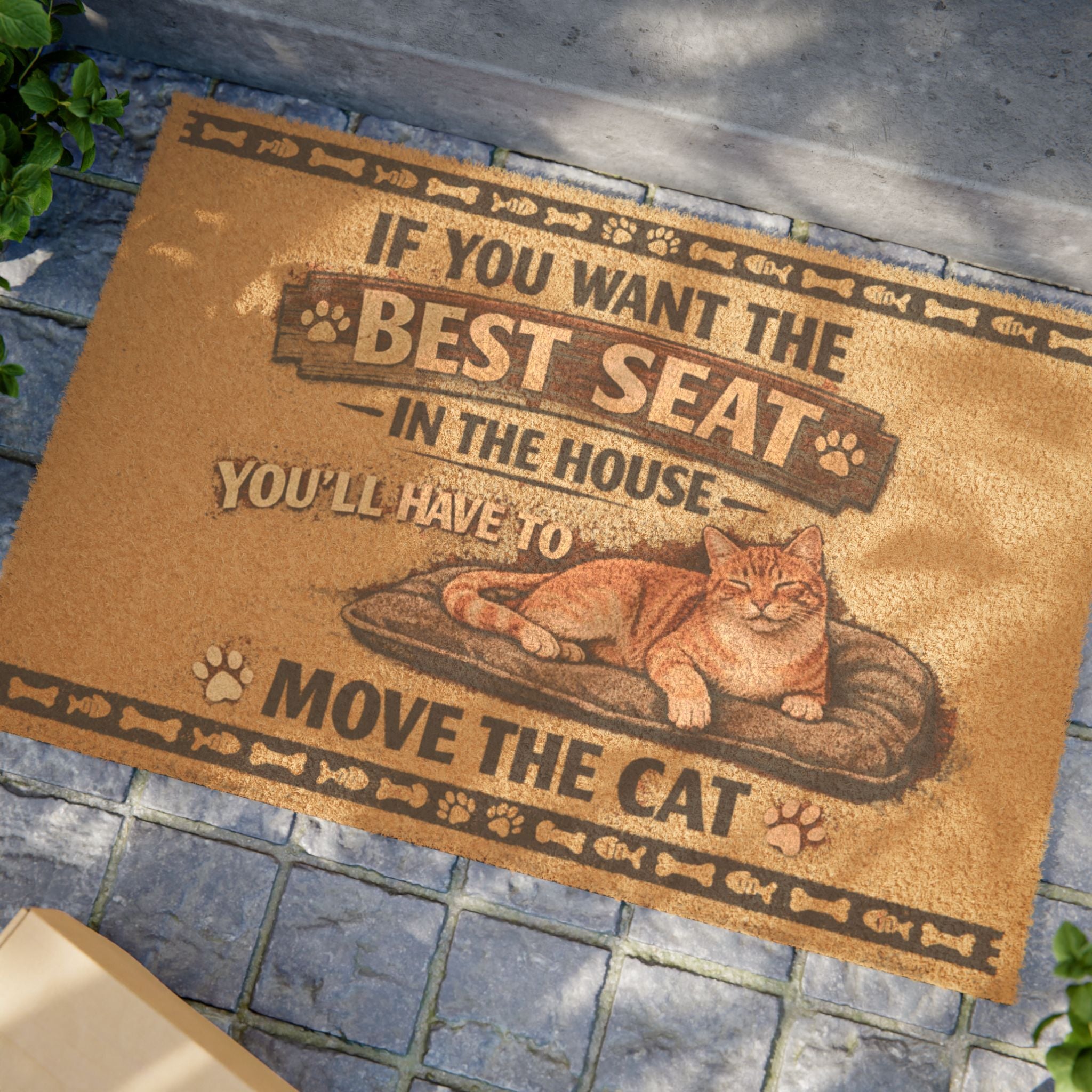 Doormat — "If You Want the Best Seat in the House You’ll Have to Move the Cat" Cat Lover Welcome Mat