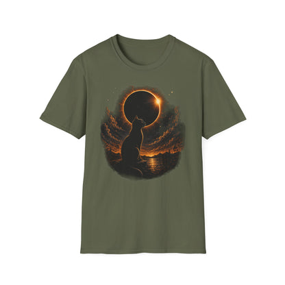 Eclipse Cat T-Shirt — Cosmic Solar Eclipse Cat Silhouette Tee