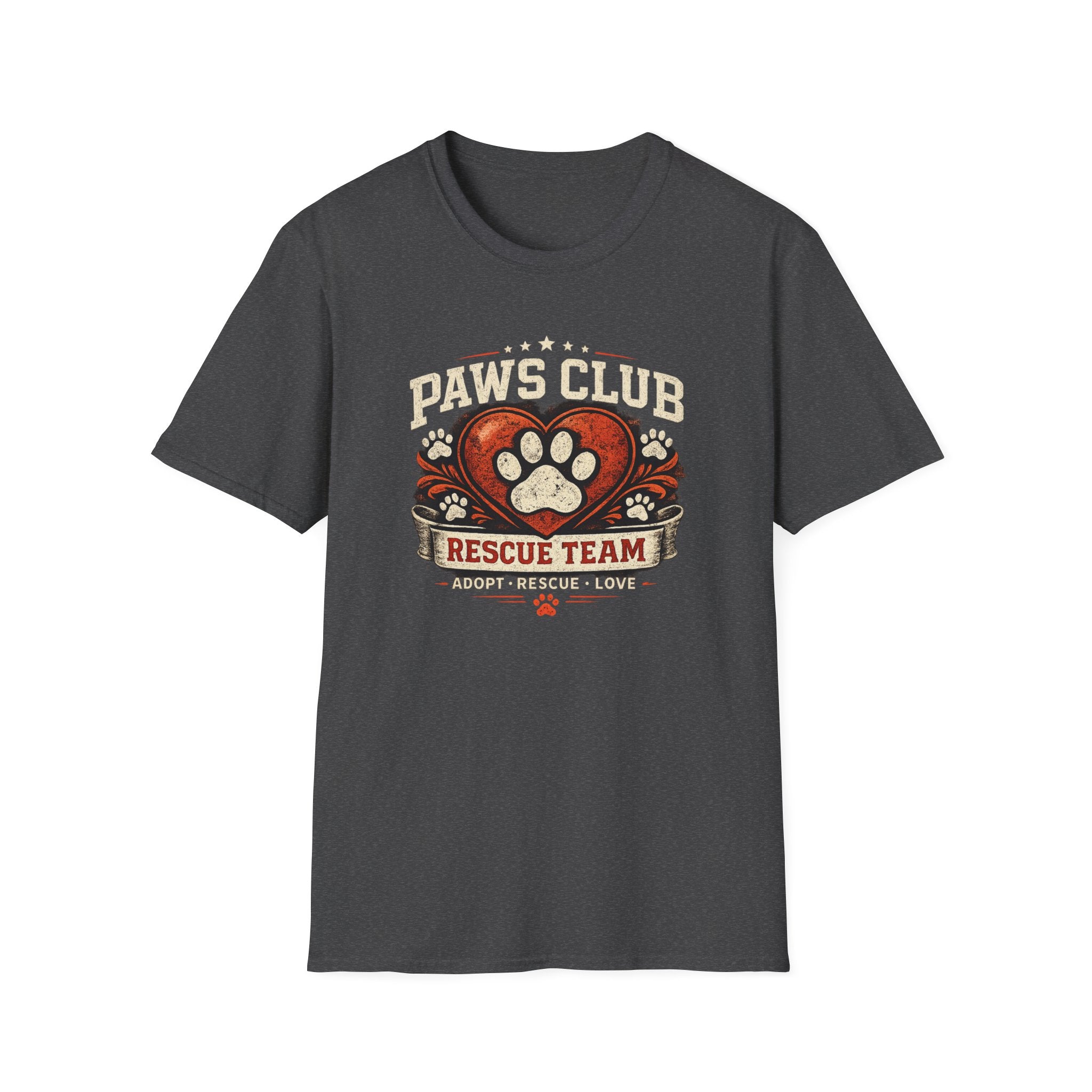 Paws Club Rescue Team T-Shirt – Adopt, Rescue, Love Dog & Cat Rescue Tee