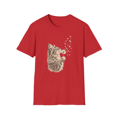 Cat Dandelion T-Shirt — Cute Cat Blowing Dandelion Graphic Tee