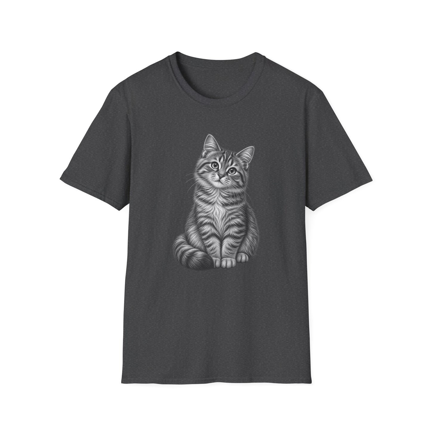 Cat Portrait T-Shirt — Realistic Gray Tabby Kitten Tee