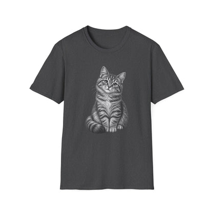 Cat Portrait T-Shirt — Realistic Gray Tabby Kitten Tee