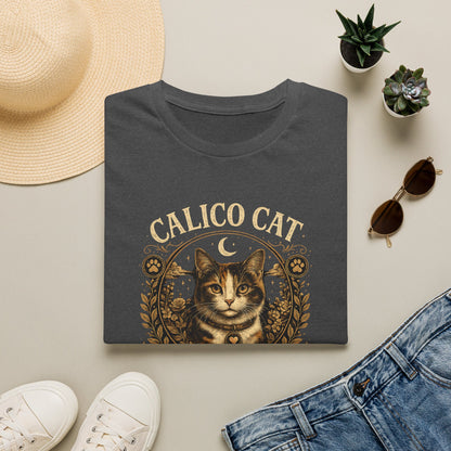 Calico Cat Society T-Shirt — Vintage Moon & Floral Cat Graphic