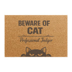 Doormat — "Beware of Cat: Professional Judger" Funny Cat Welcome Mat