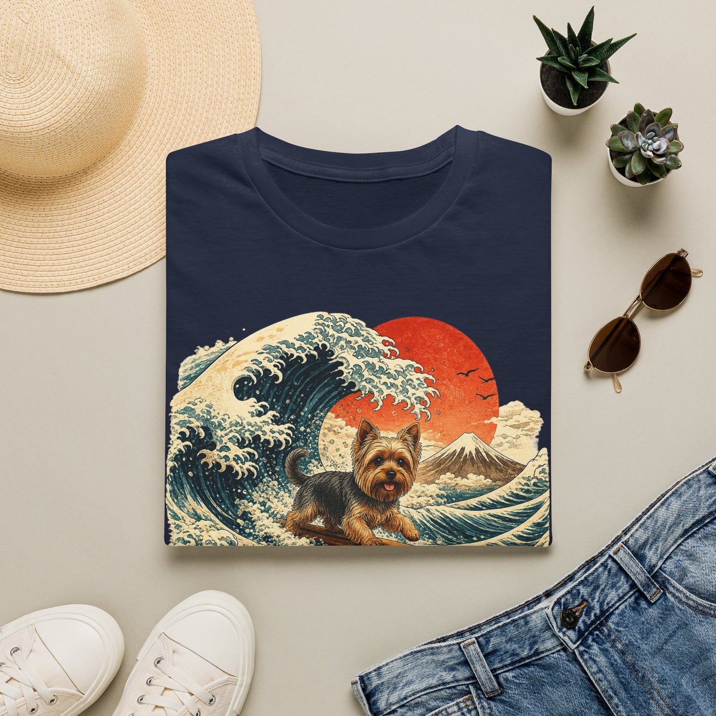 Yorkshire Terrier Wave T-Shirt — Japanese Wave Surf Dog Graphic Tee