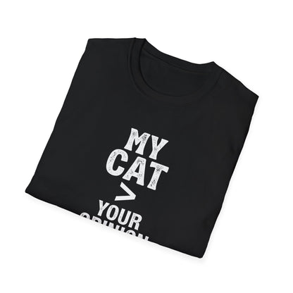 Cat Lover T‑Shirt — "My Cat > Your Opinion" Funny Pet Apparel